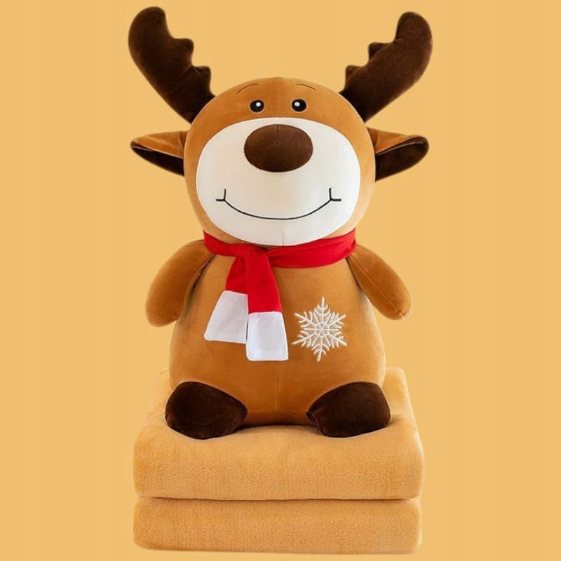Zestaw Wielofunkcyjnego Jelenia Pluszowego: Maskotka, Poduszka i Kocyk