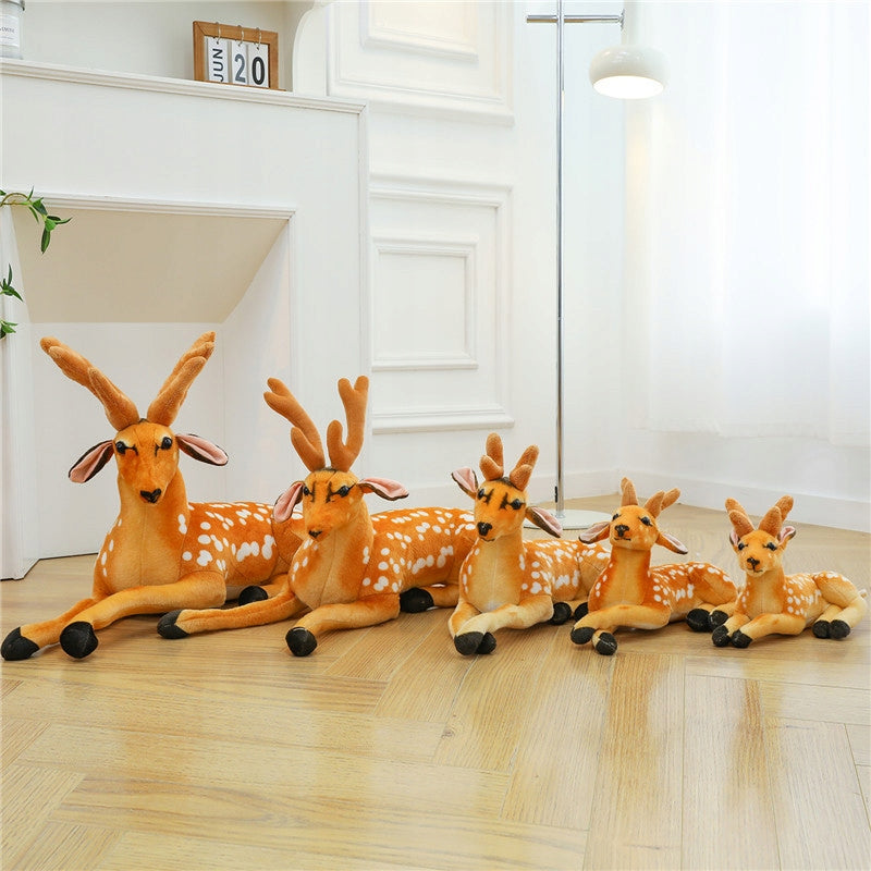 MASKOTKA PLUSZAK ZABAWKA LEŻĄCY JELEŃ SARNA ROGI BRĄZOWY CĘTKI XXL 80cm