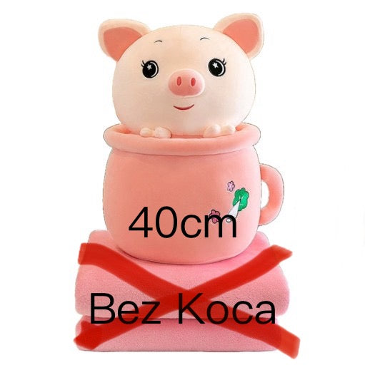 Świnka w Kubku (Bez Koca) - Maskotka Poduszka Świnka Kubek