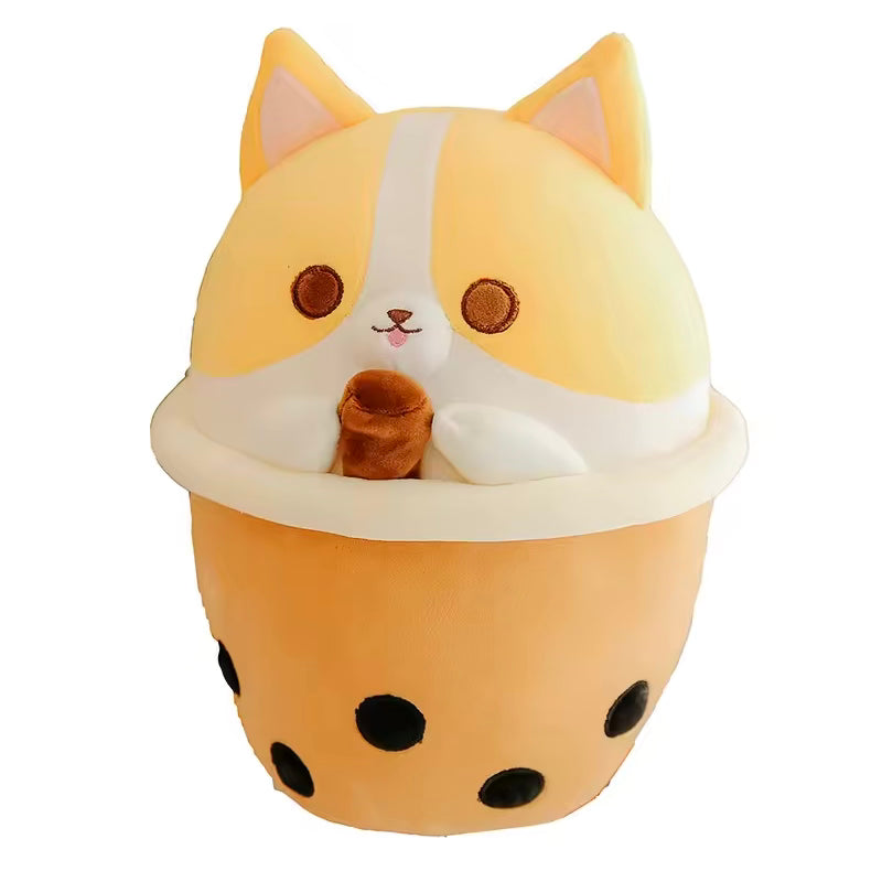 MASKOTKA PLUSZAK ZABAWKA BUBBLE TEA PIES W KUBKU KAWAII