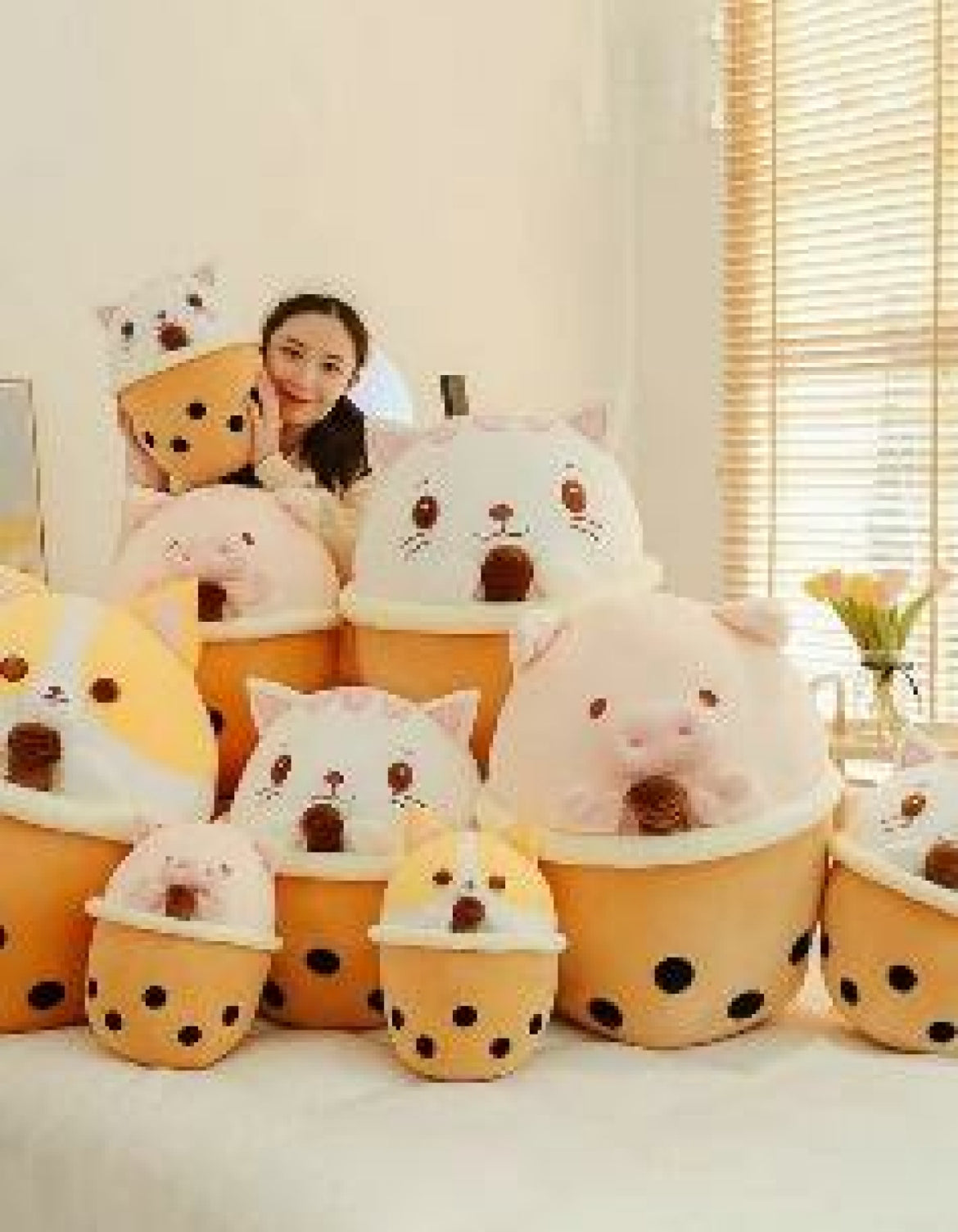 MASKOTKA PLUSZAK ZABAWKA BUBBLE TEA PIES W KUBKU KAWAII