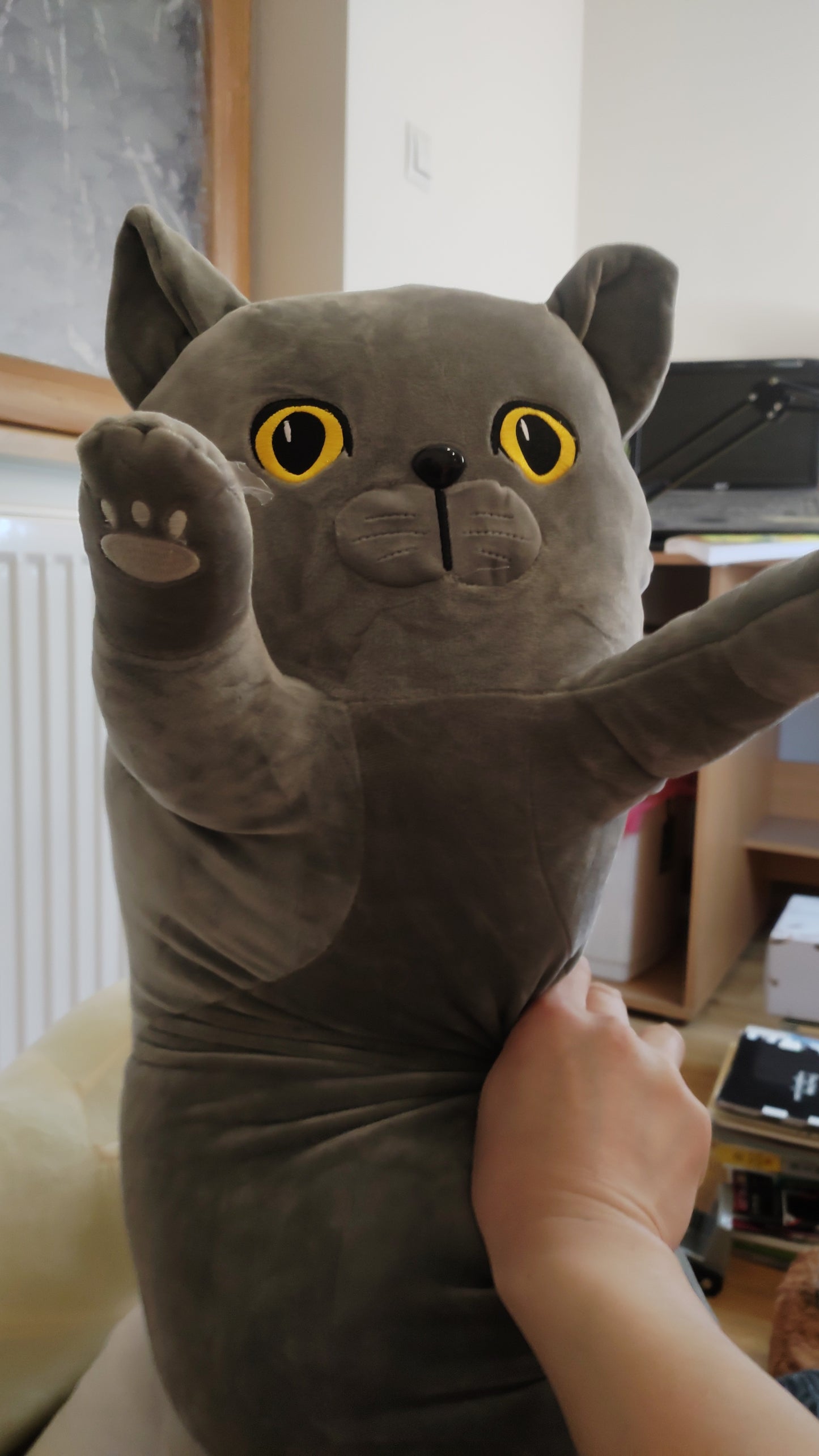 Maskotka przytulanka długi kotek kawaii szary