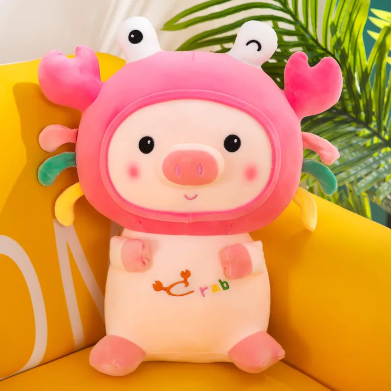 MASKOTKA PODUSZKA PRZYTULANKA RÓŻOWY SŁODKI KRAB BUBBLE ŚWINKA Z KOCEM 3w1