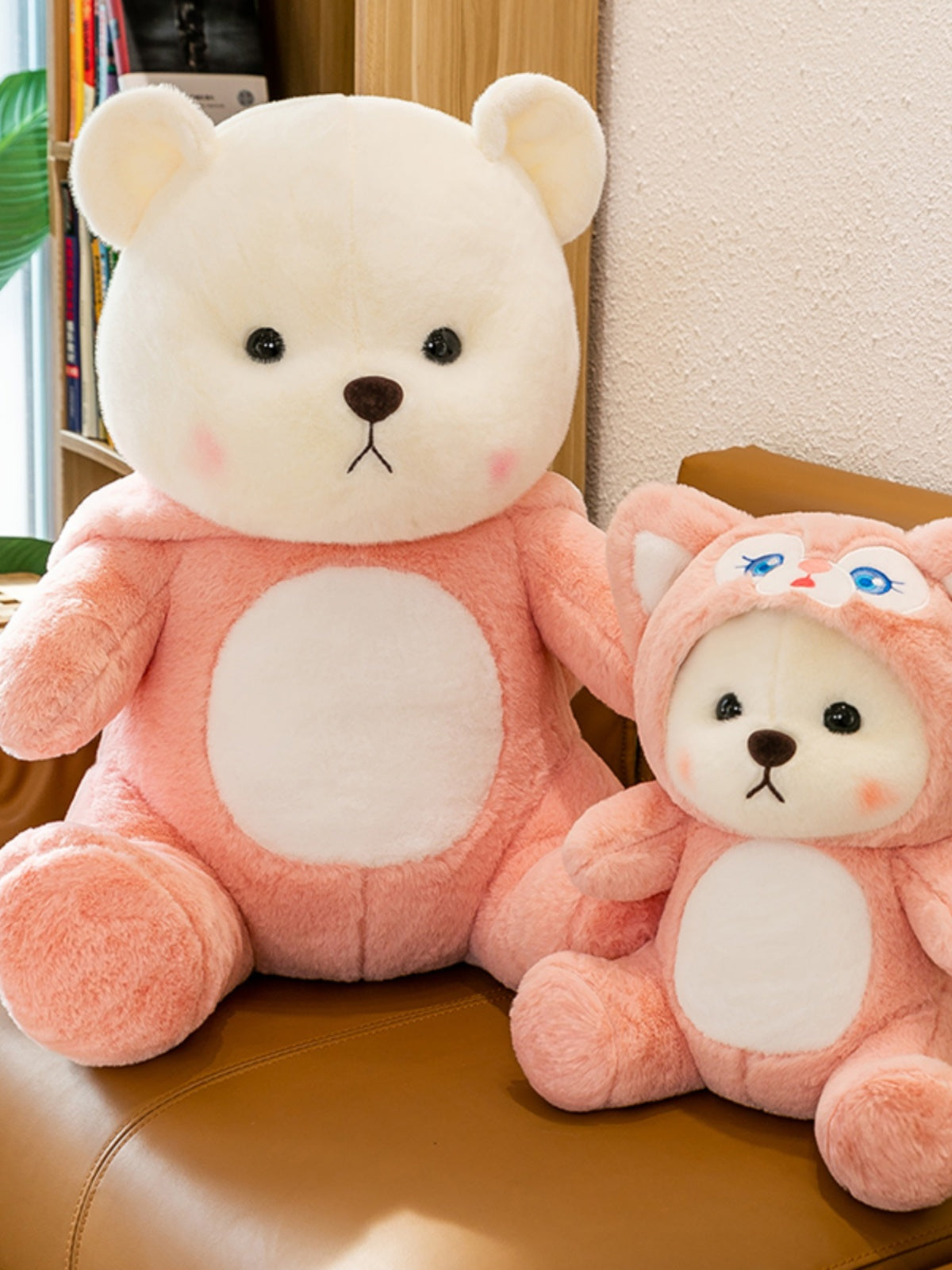 Maskotka MIŚ z kocemze zdejmowanym RÓŻOWYM kapturem 3w1 45cm