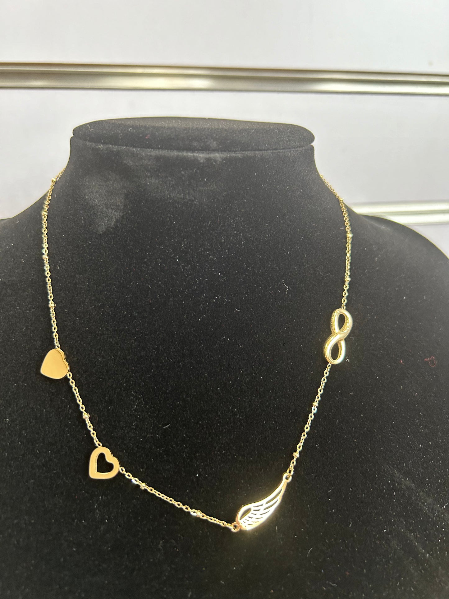 B025 NASZYJNIK ZŁOTY ŁAŃCUSZEK 40 cm STAL CHIRURGICZNA