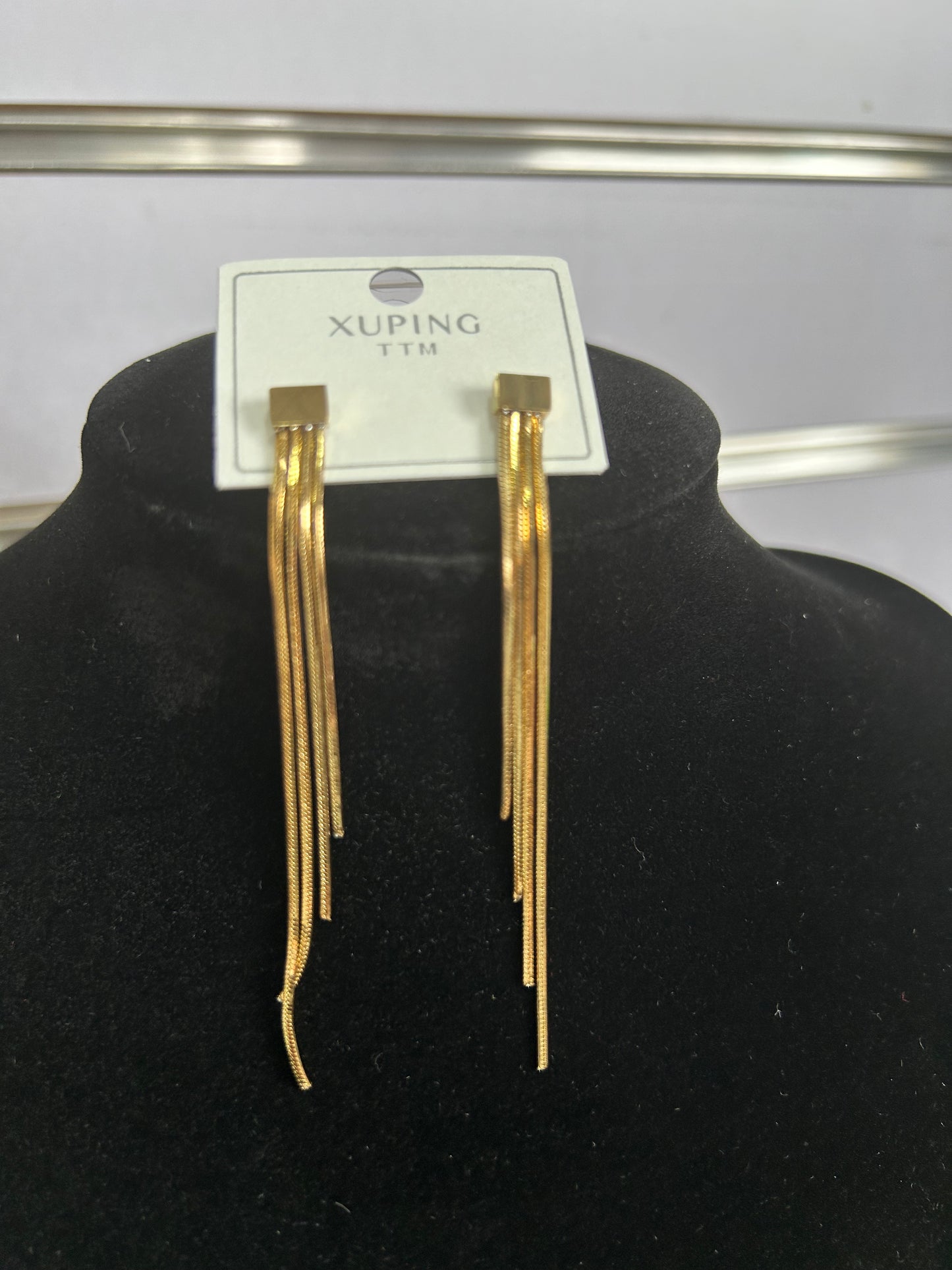 B032 KOLCZYKI SKRZYDŁA PRZECIĄGANE ZŁOTE KRYSZTAŁKI STAL CHIRURGICZNA