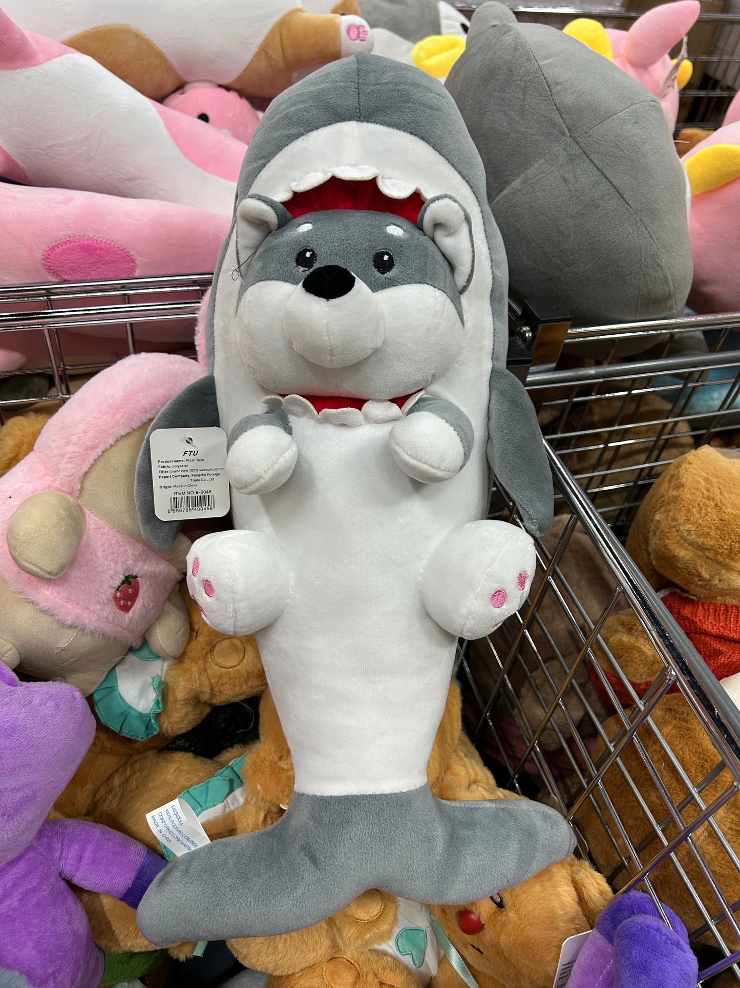 MASKOTKA PLUSZAK ZABAWKA PRZYTULANKA SŁODKI PIEST REKIN FUTERKO 60cm