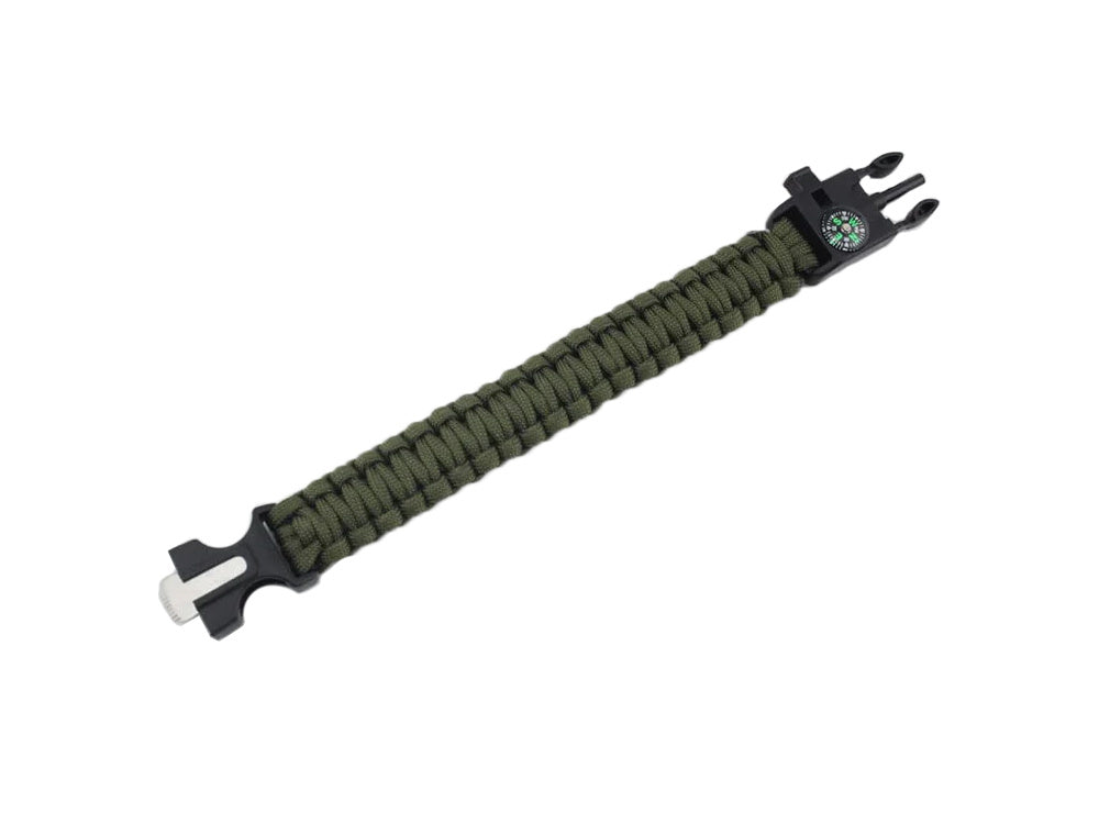 Bransoletka survival opaska 5w1 kompas krzesiwo linka nóż linka paracord