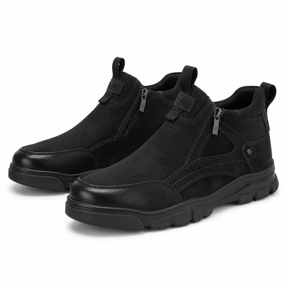 Męskie czarne buty zimowe za kostkę na zamek U36509-1