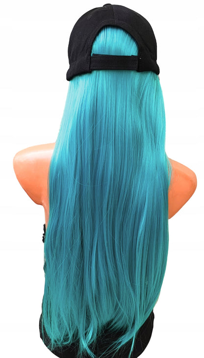 Czapka z daszkiem z włosami peruka długie sztuczne