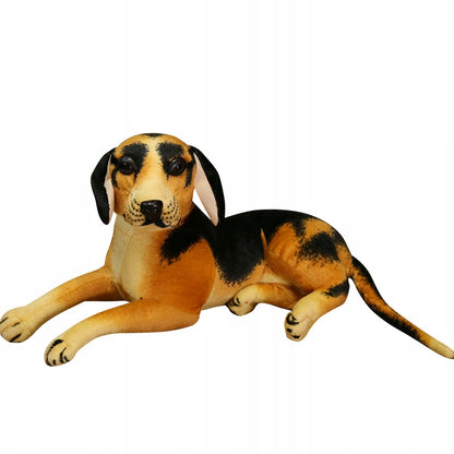 MASKOTKA PLUSZAK PRZYTULANKA LEŻĄCY PIES BRĄZOWY OWCZAREK XL 45 cm + 20 cm