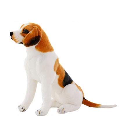 MASKOTKA PLUSZAK ZABAWKA SIEDZĄCY PIES PIESEK BEAGLE JAK ŻYWY GIGANT 50 cm