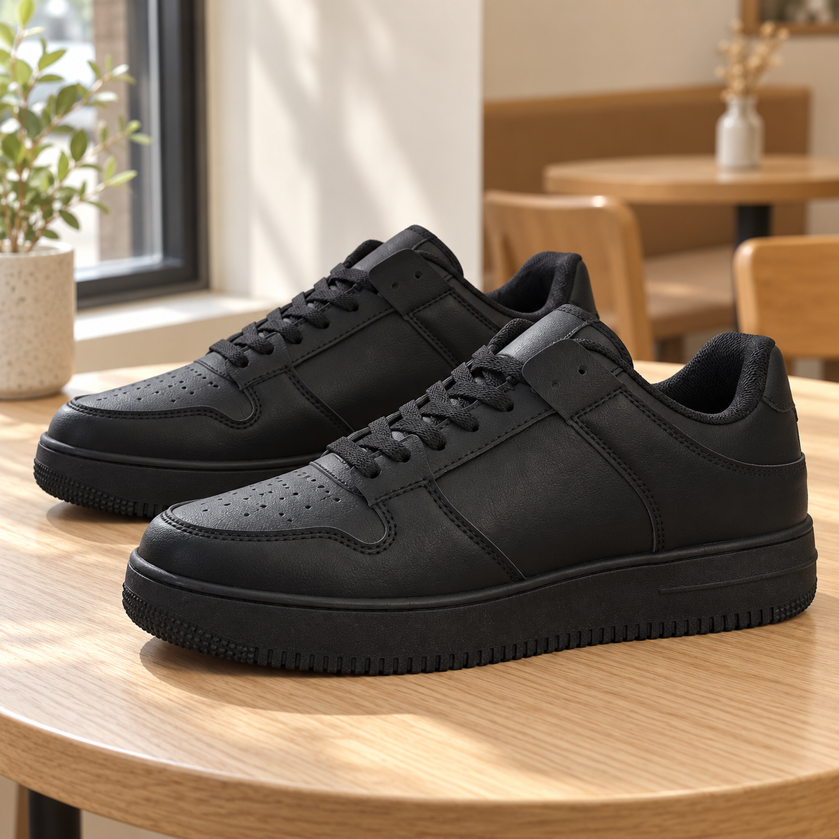 Męskie sneakersy U2563-1 – klasyczne, całe czarne