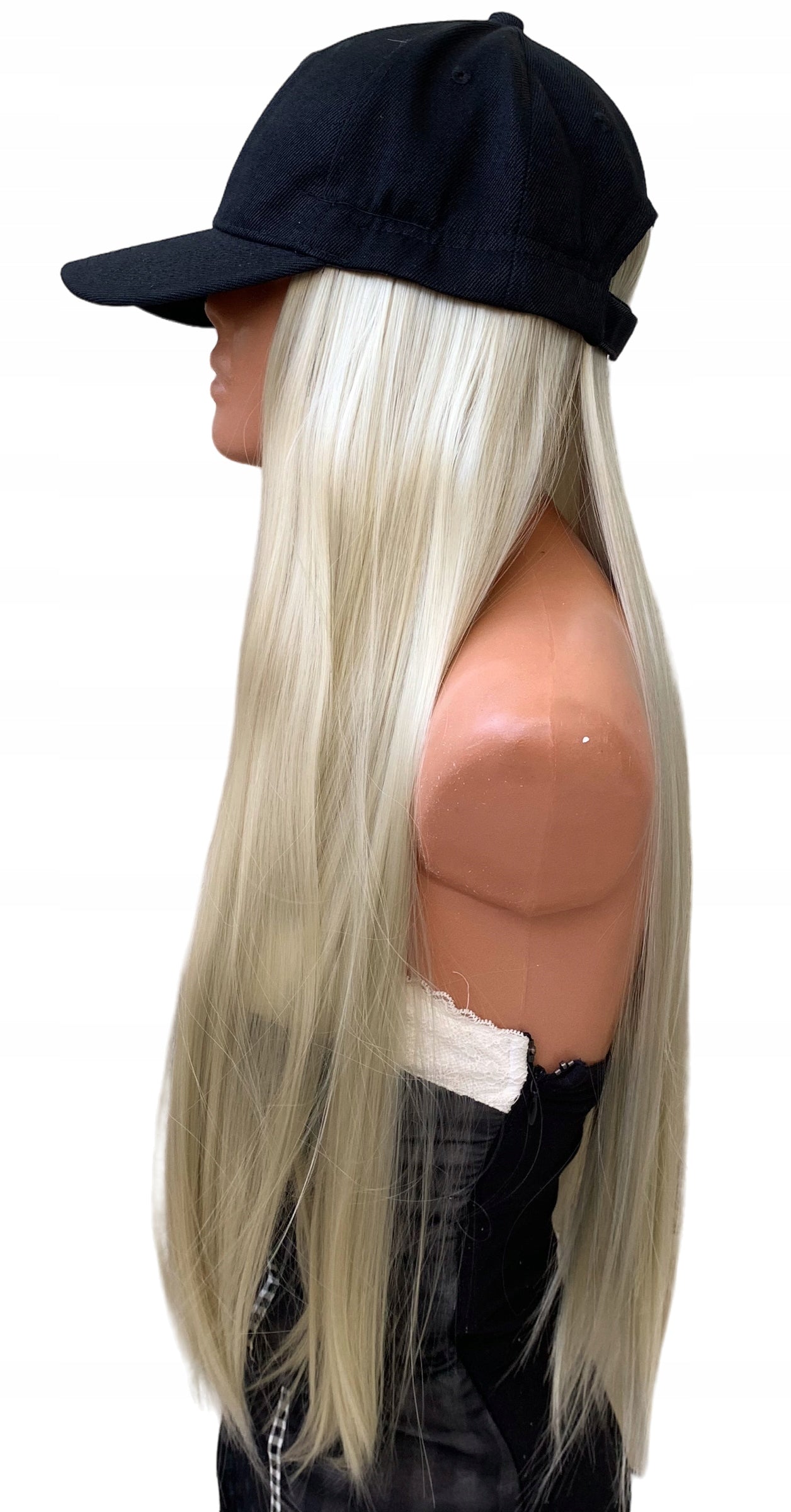 Czapka z daszkiem z włosami peruka długie sztuczne