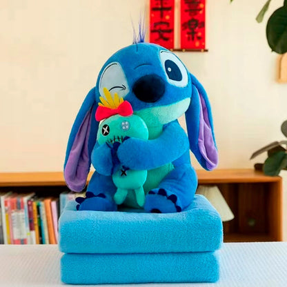 MASKOTKA 3W1NIEBIESKI STICH PLUSZOWA MIŚ PRZYTULANKA ZABAWKA DUŻA 45CM +KOC