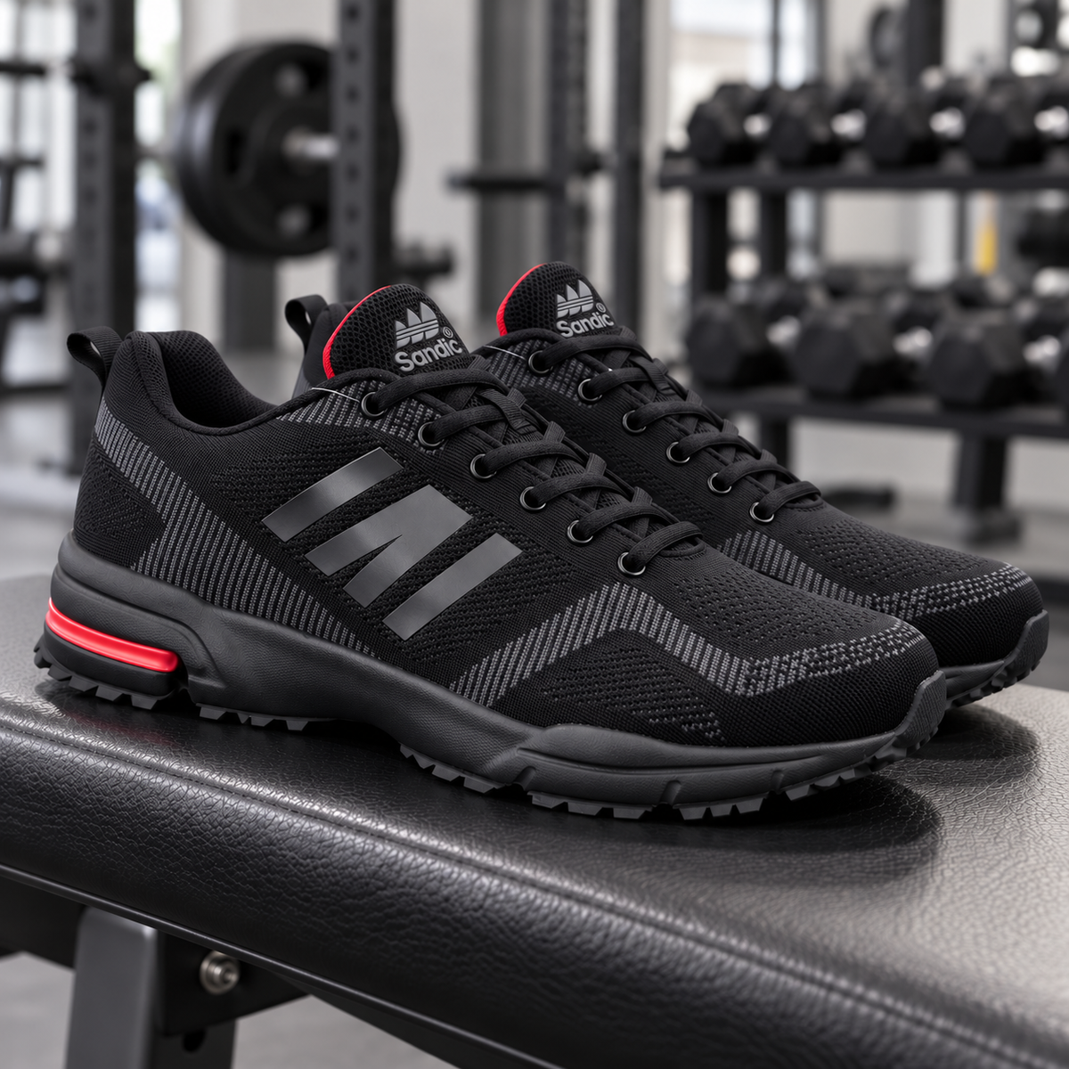 Męskie buty sportowe w dużych rozmiarach – czarne, lekkie i wygodne SD2053V-A