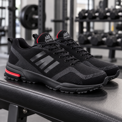 Męskie buty sportowe w dużych rozmiarach – czarne, lekkie i wygodne SD2053V-A