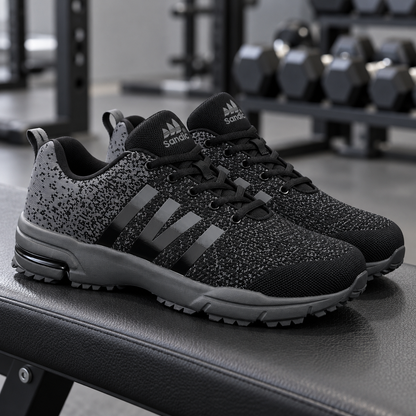 Męskie buty sportowe w dużych rozmiarach – czarno-szare, lekkie i wygodne SD2053V-A