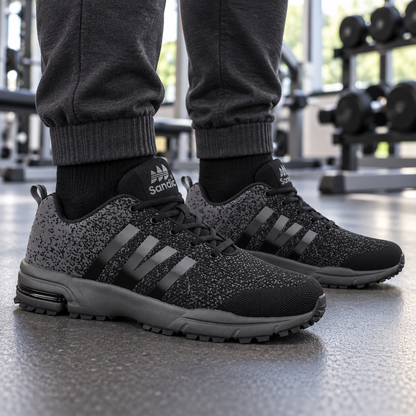Męskie buty sportowe w dużych rozmiarach – czarno-szare, lekkie i wygodne SD2053V-A