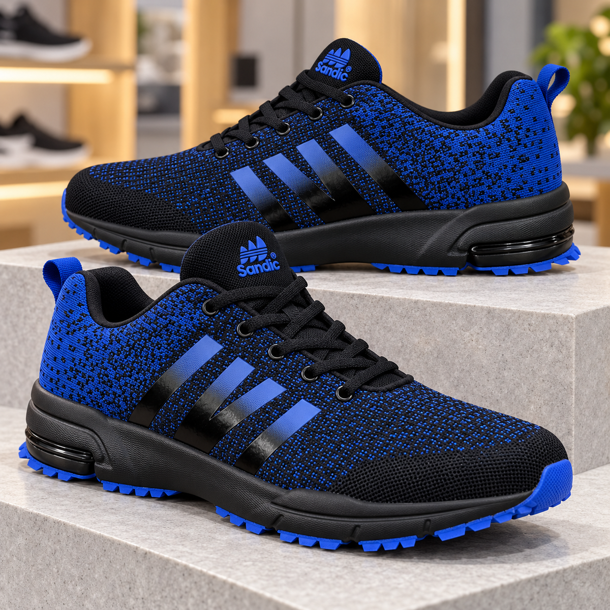 Męskie buty sportowe w dużych rozmiarach – niebiesko-czarne SD2053V-C