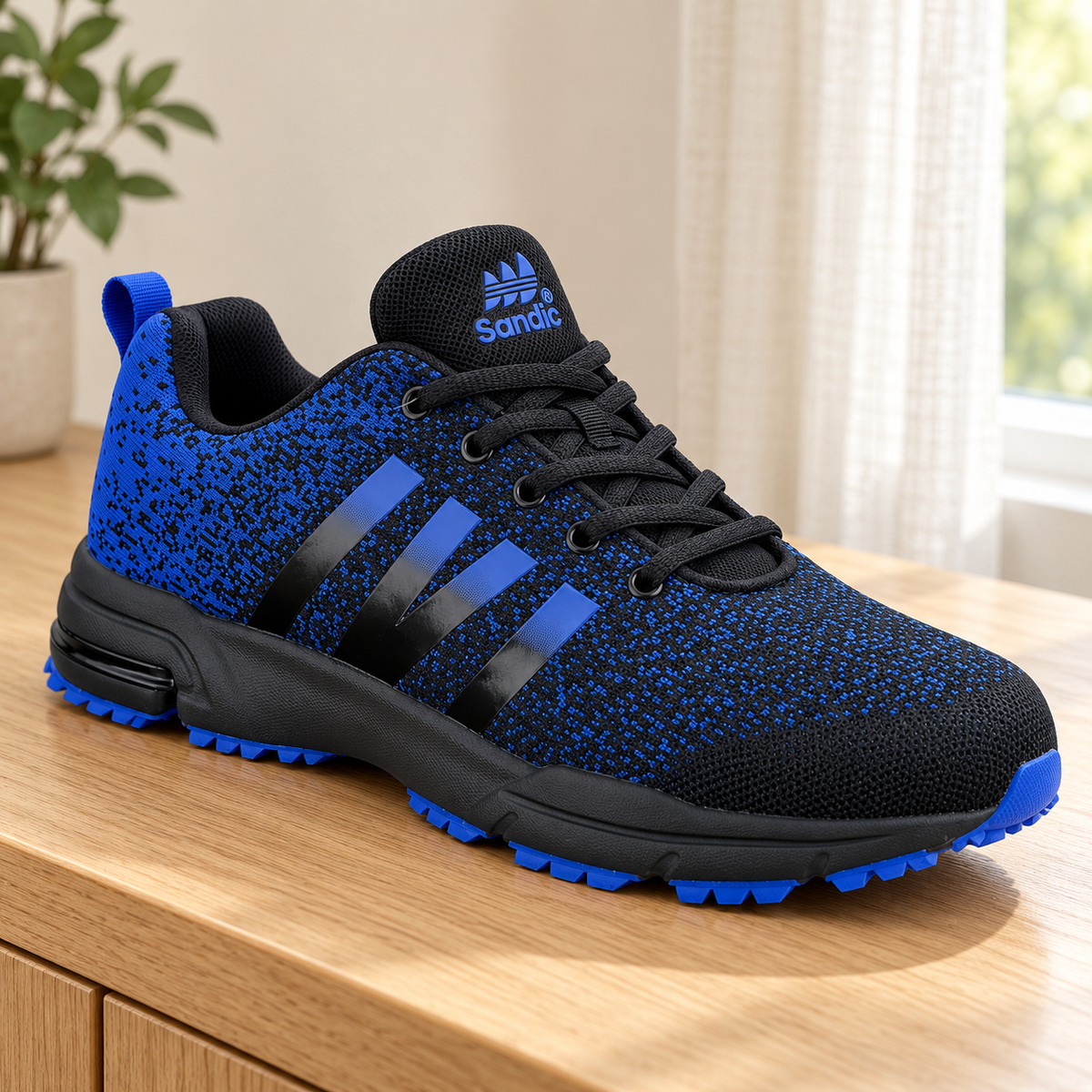 Męskie buty sportowe w dużych rozmiarach – niebiesko-czarne SD2053V-C