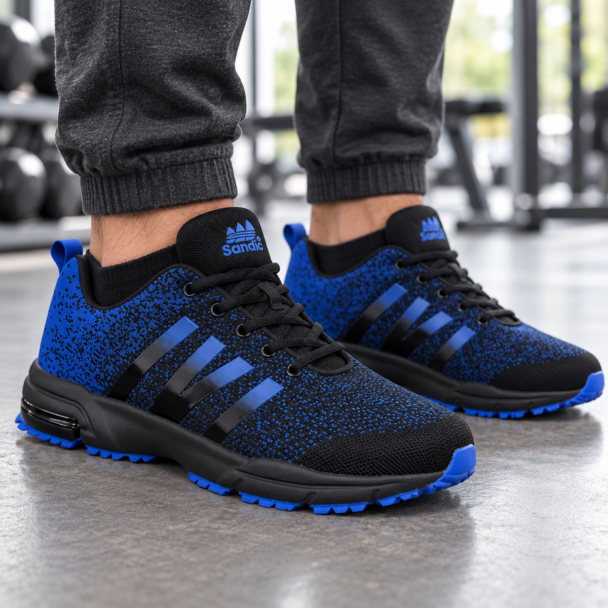 Męskie buty sportowe w dużych rozmiarach – niebiesko-czarne SD2053V-C