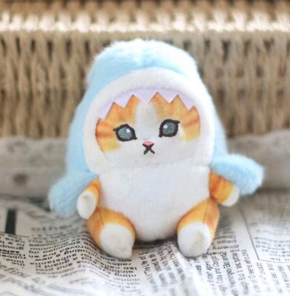 BRELOK ZAWIESZKA PLUSZOWY SŁODKI KOT REKIN RÓŻOWY KAWAII DUŻY 13 cm