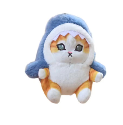 BRELOK ZAWIESZKA PLUSZOWY SŁODKI KOT REKIN RÓŻOWY KAWAII DUŻY 13 cm