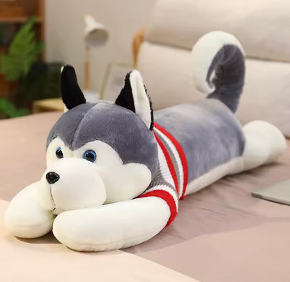 MASKOTKA PODUSZKA PRZYTULANKA Z KOCEM HUSKY W SWETERKU FUTERKO SZARY 3w1