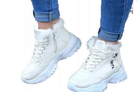 Buty Zimowe OCIEPLANE ŚNIEGOWCE TURYSTYCZNE Sportowe Sneakers TRAPERY MODA