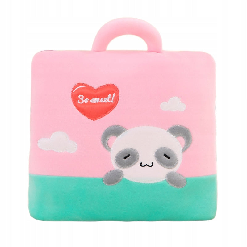 MIĘKKI SKŁADANY KOC PODUSZKA WALIZKA MASKOTKA SŁODKA PANDA 110 x 150 cm