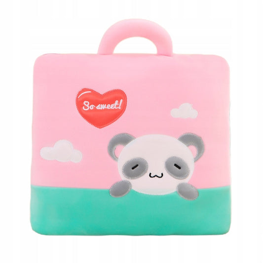 MIĘKKI SKŁADANY KOC PODUSZKA WALIZKA MASKOTKA SŁODKA PANDA 110 x 150 cm