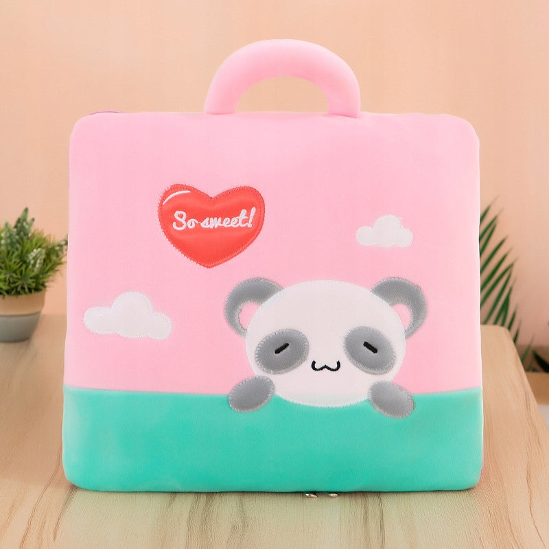 MIĘKKI SKŁADANY KOC PODUSZKA WALIZKA MASKOTKA SŁODKA PANDA 110 x 150 cm