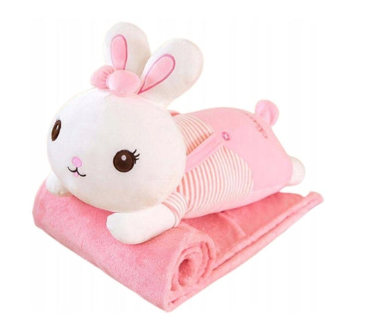 MASKOTKA PODUSZKA PRZYTULANKA Z KOCEM SŁODKI KRÓLIK 3w1