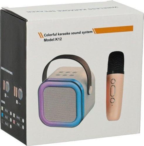 Zestaw do karaoke mikrofon + głośnik przenośny BLUETOOTH USB LED