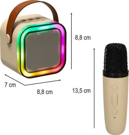 Zestaw do karaoke mikrofon + głośnik przenośny BLUETOOTH USB LED