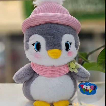 MASKOTKA PLUSZAK PRZYTULANKA DUŻY PIĘKNY PINGWIN Z CZAPKĄ XL 40 cm