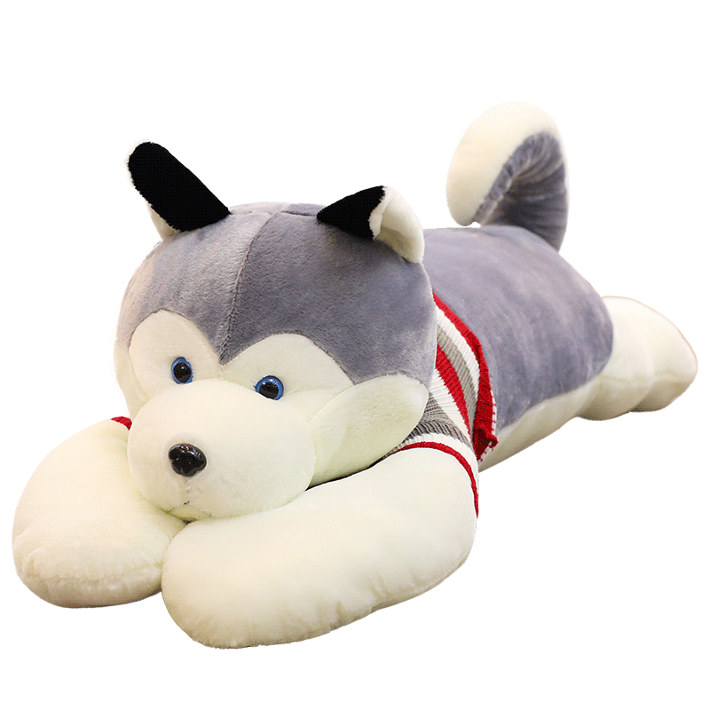 MASKOTKA PODUSZKA PRZYTULANKA Z KOCEM HUSKY W SWETERKU FUTERKO SZARY 3w1