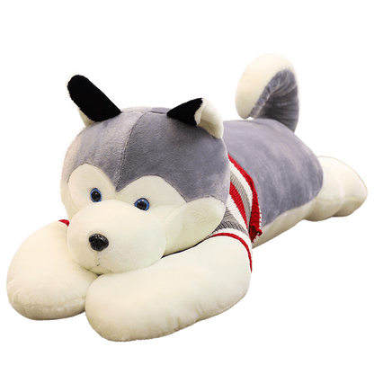 MASKOTKA PODUSZKA PRZYTULANKA Z KOCEM HUSKY W SWETERKU FUTERKO SZARY 3w1
