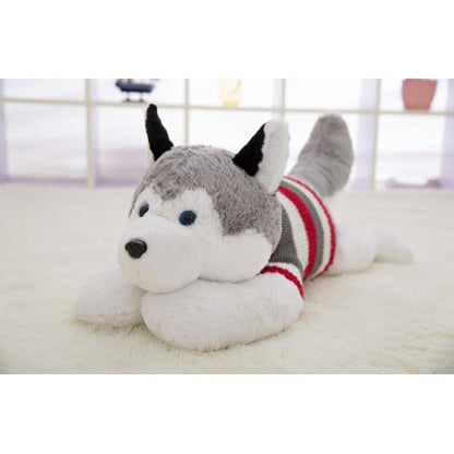 MASKOTKA PODUSZKA PRZYTULANKA Z KOCEM HUSKY W SWETERKU FUTERKO SZARY 3w1