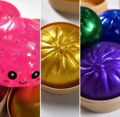 Gniotek Squishy Pieróg Dumpling Brokatowy Metaliczny Blind Box 1 szt. Antystres Kawaii