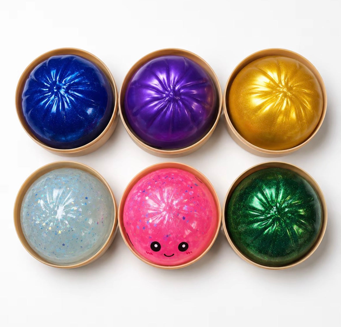 Gniotek Squishy Pieróg Dumpling Brokatowy Metaliczny Blind Box 1 szt. Antystres Kawaii