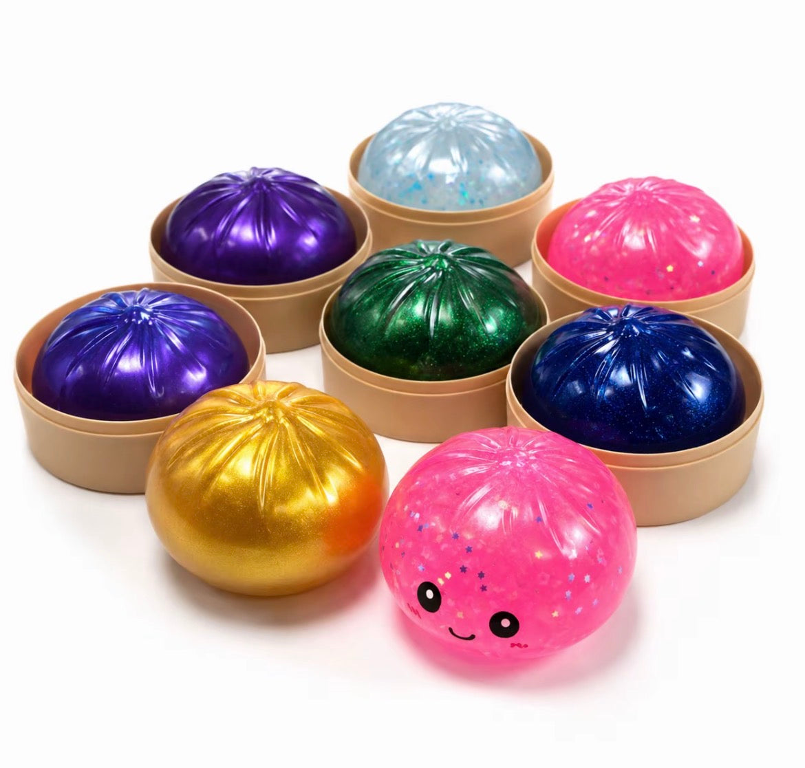 Gniotek Squishy Pieróg Dumpling Brokatowy Metaliczny Blind Box 1 szt. Antystres Kawaii