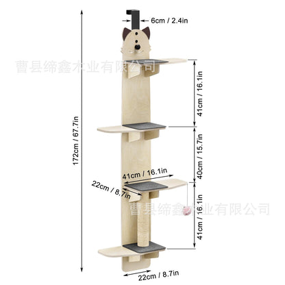 Katowy regał za drzwiami – wiszący cat tree na drzwi, 4-poziomowy