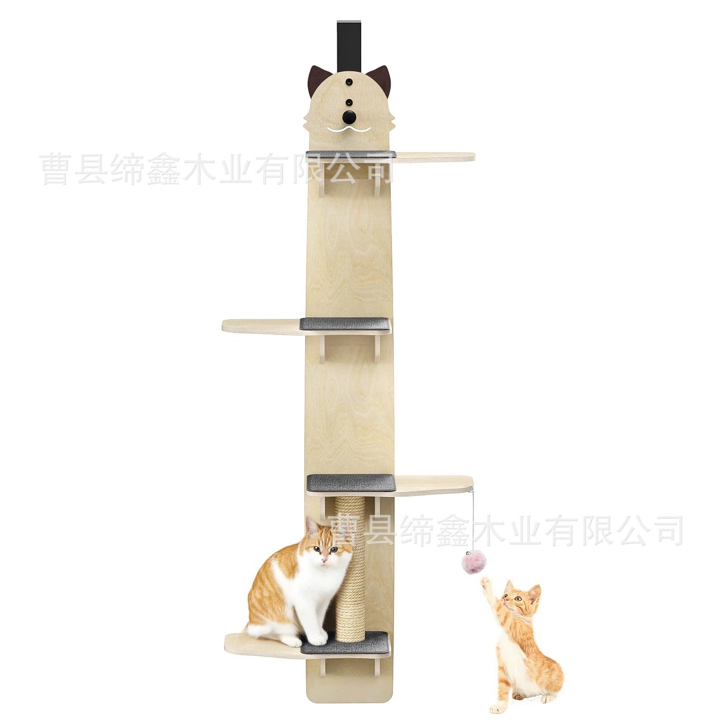 Katowy regał za drzwiami – wiszący cat tree na drzwi, 4-poziomowy