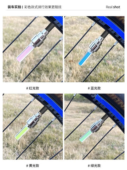 Świecące nakładki na wentyl rowerowy LED – lampki na wentyl