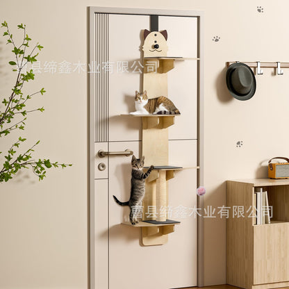 Katowy regał za drzwiami – wiszący cat tree na drzwi, 4-poziomowy