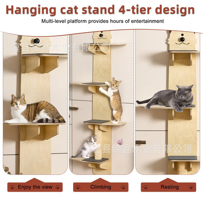 Katowy regał za drzwiami – wiszący cat tree na drzwi, 4-poziomowy