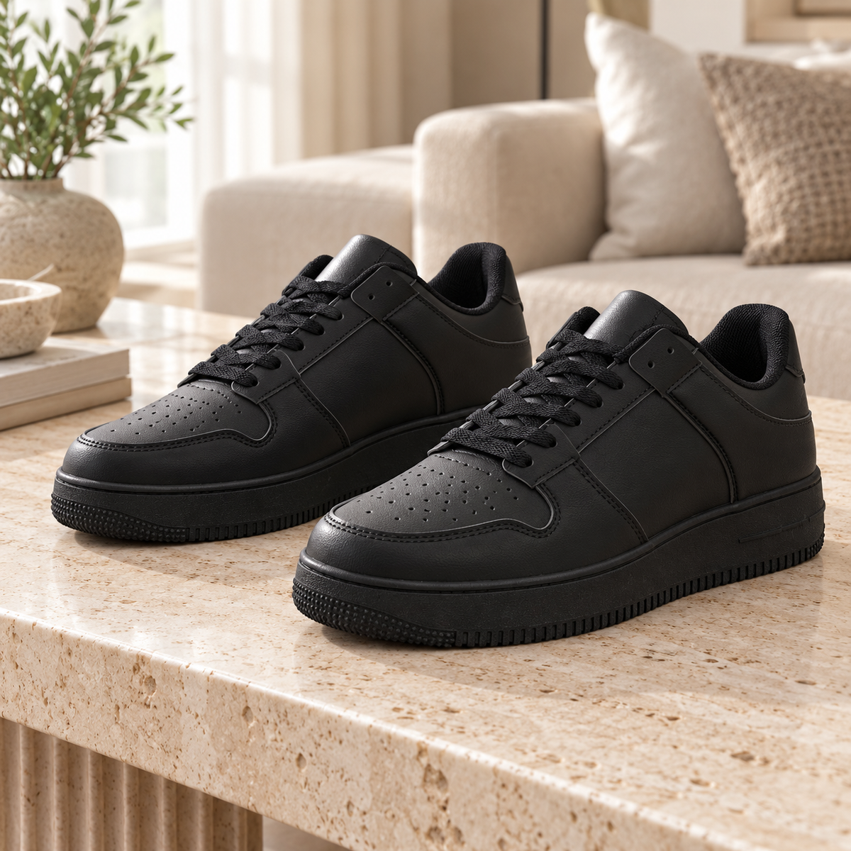 Męskie sneakersy U2563-1 – klasyczne, całe czarne