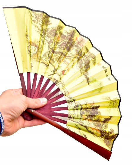 WACHLARZ dla ochłody chiński/japoński drewniany ozdoba wiatraczek 27 cm